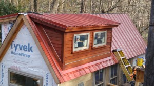 Siding on dormer and stained
