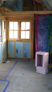 Towel is where a walk will be to create a mud room on other side. Also mock woodstove